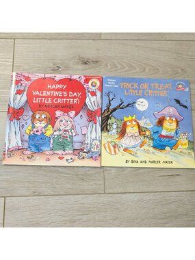 2 Holiday Little Critter Kid Books Trick or Treat Halloween Valentine's Day